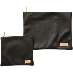 Picture of Tallis and Tefillin Bag Set Faux Leather Black Gold Plate Accent